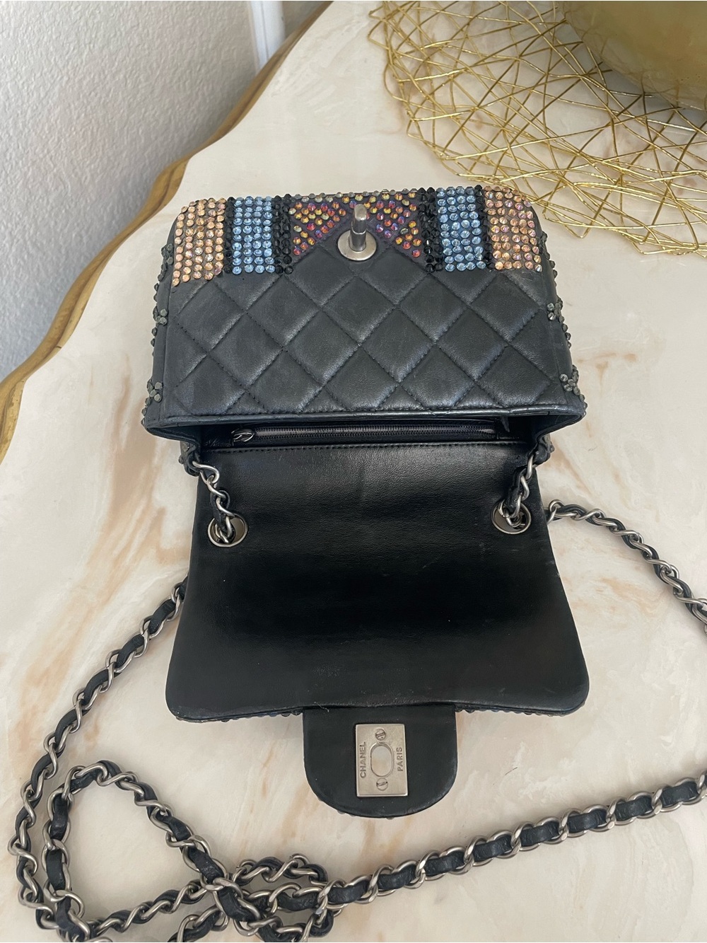 Chanel classic mini small square flap custom strass crystal multicolor stone - Picture 10 of 16